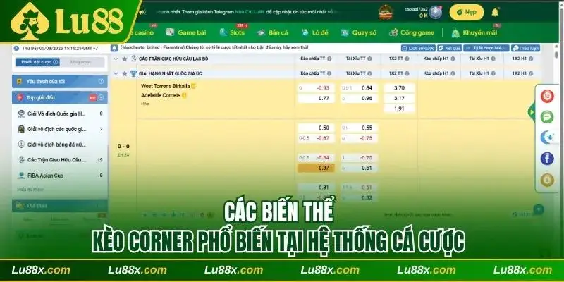 Các biến thể kèo corner phổ biến tại hệ thống cá cược
